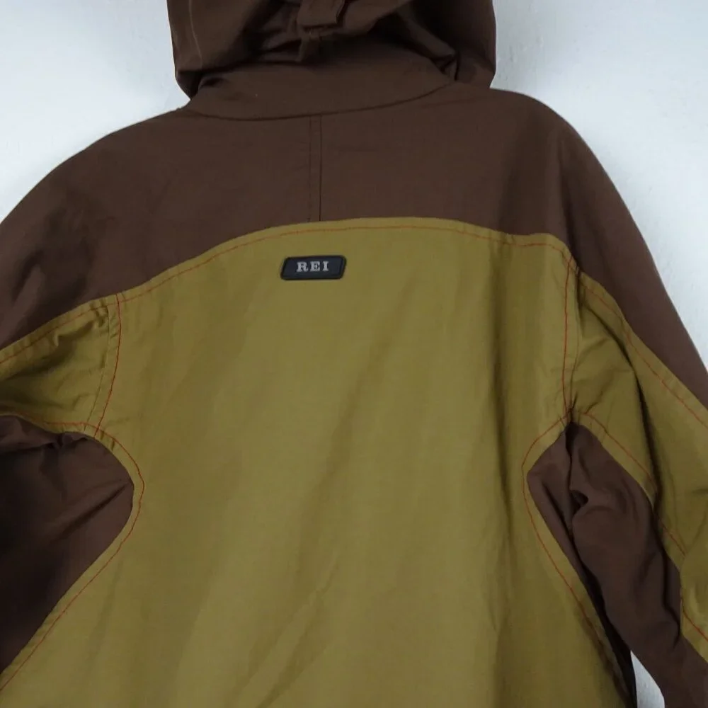 REI Full Zip Jacket Boys Size S Brown Hood Pockets Lined